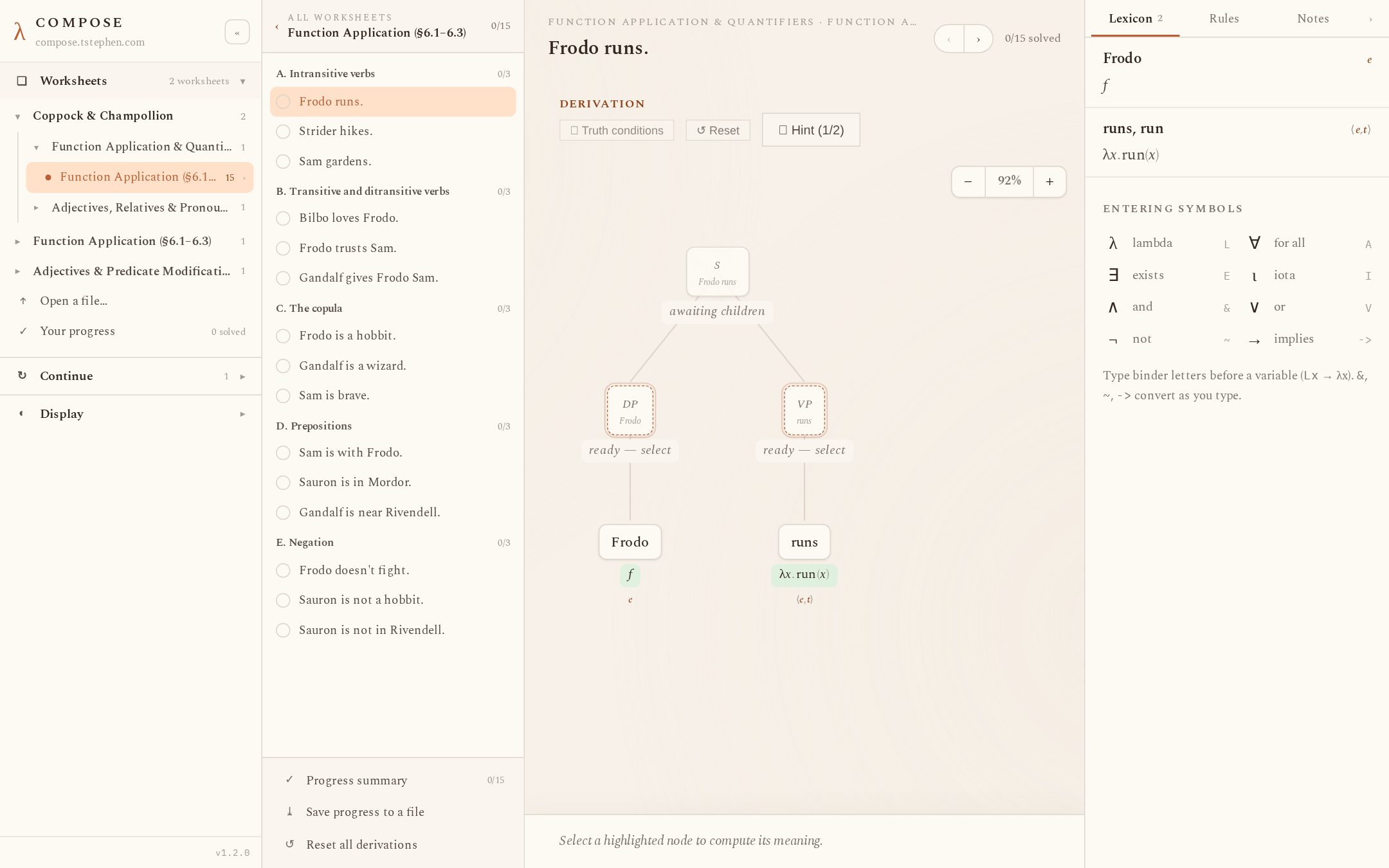 The student page a version link opens